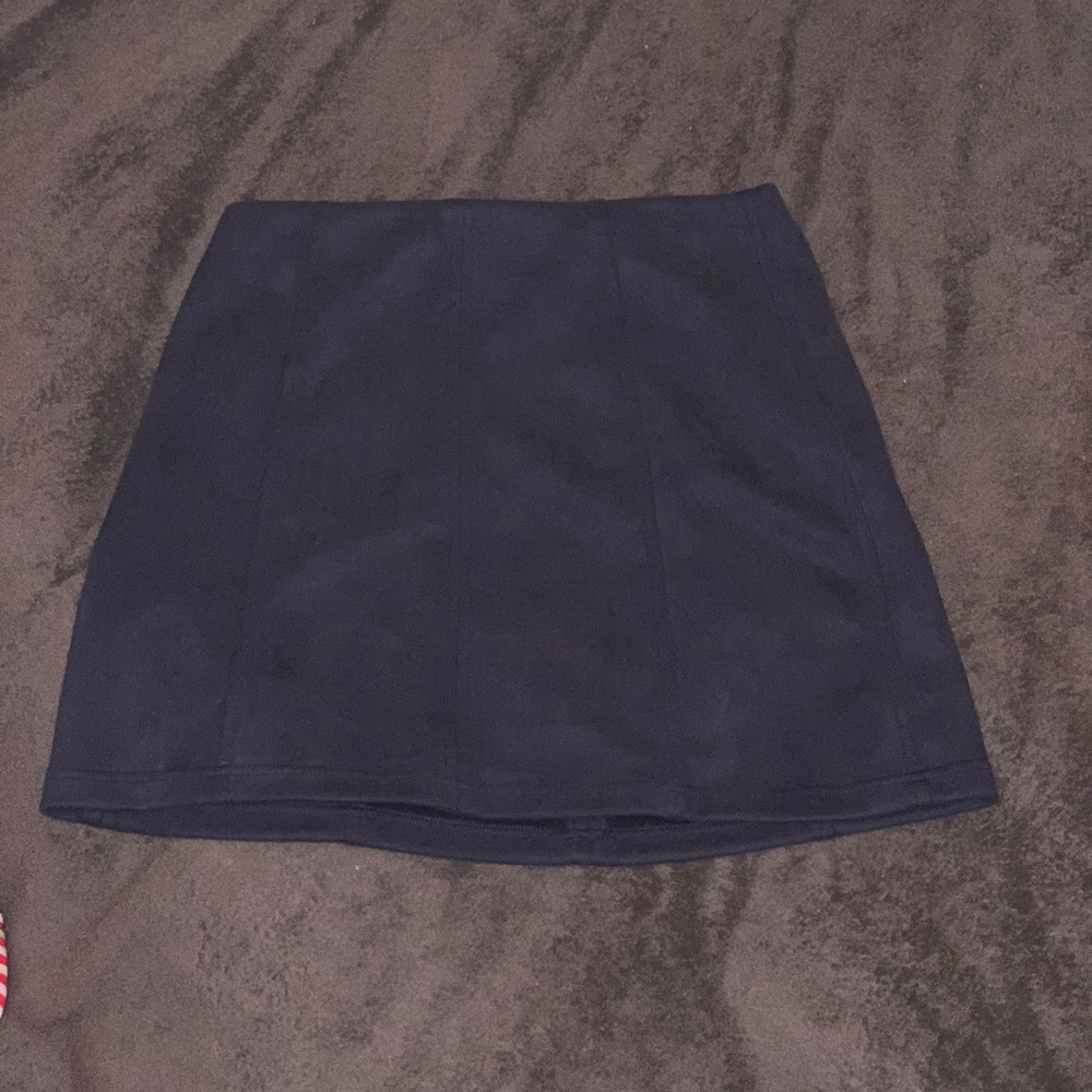Blue suede skirt